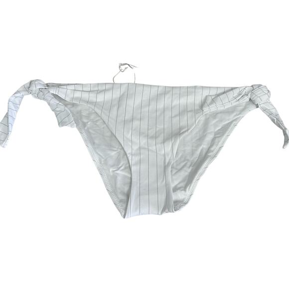 La Perla Iconic Side Tie Bikini Briefs Bottoms White Silver Striped Size XL New - Picture 1 of 5